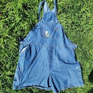 90s Looney Tunes Tweety Bird Overall Shorts 26W/28w Med Wash Embroidered